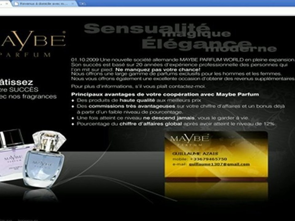 revenus à domicile maybe parfum  MLM 100 % gratuit
