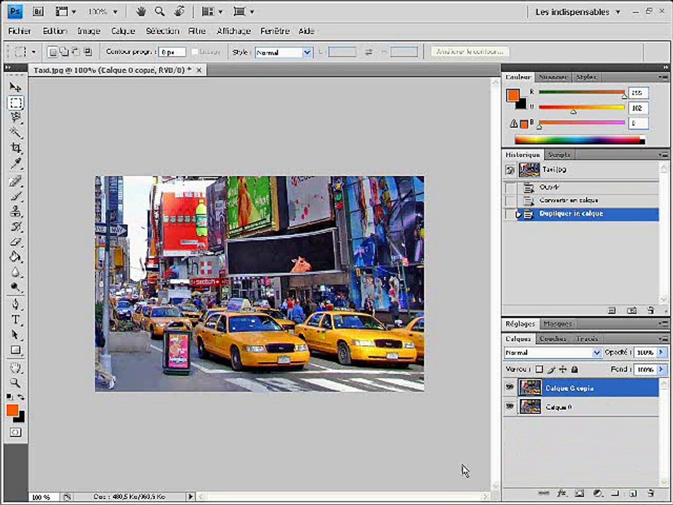 Tuto 1: Element couleur sur  decor noir et blanc (Photoshop)