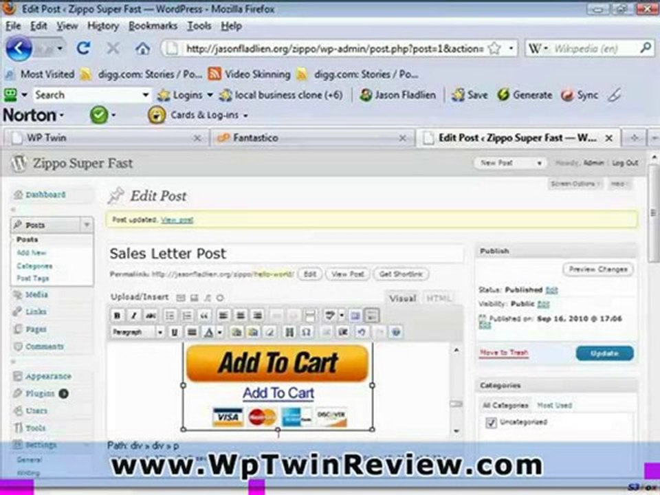 WPTwin Bonus - Instant Sales Letters Plugin in Action
