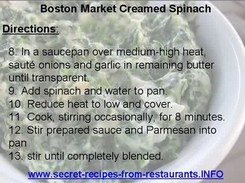 Boston Market Creamed Spinach Secret Recipes