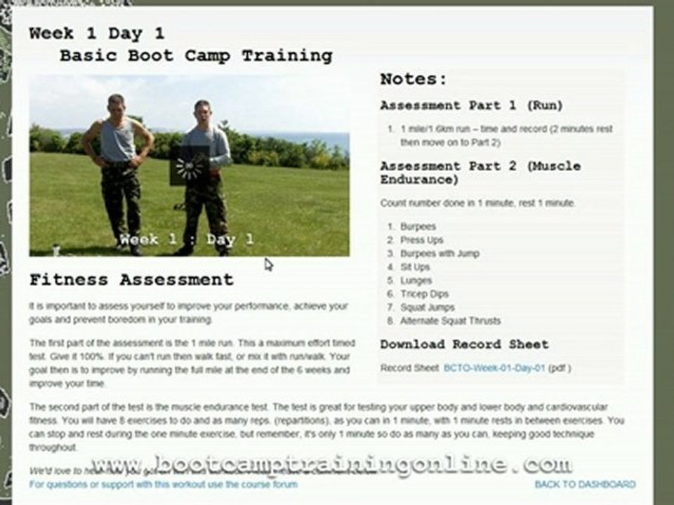 Basic Training Online Fitness Boot Camp Course