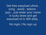 Free easyload ufone zong telenor warid jazz
