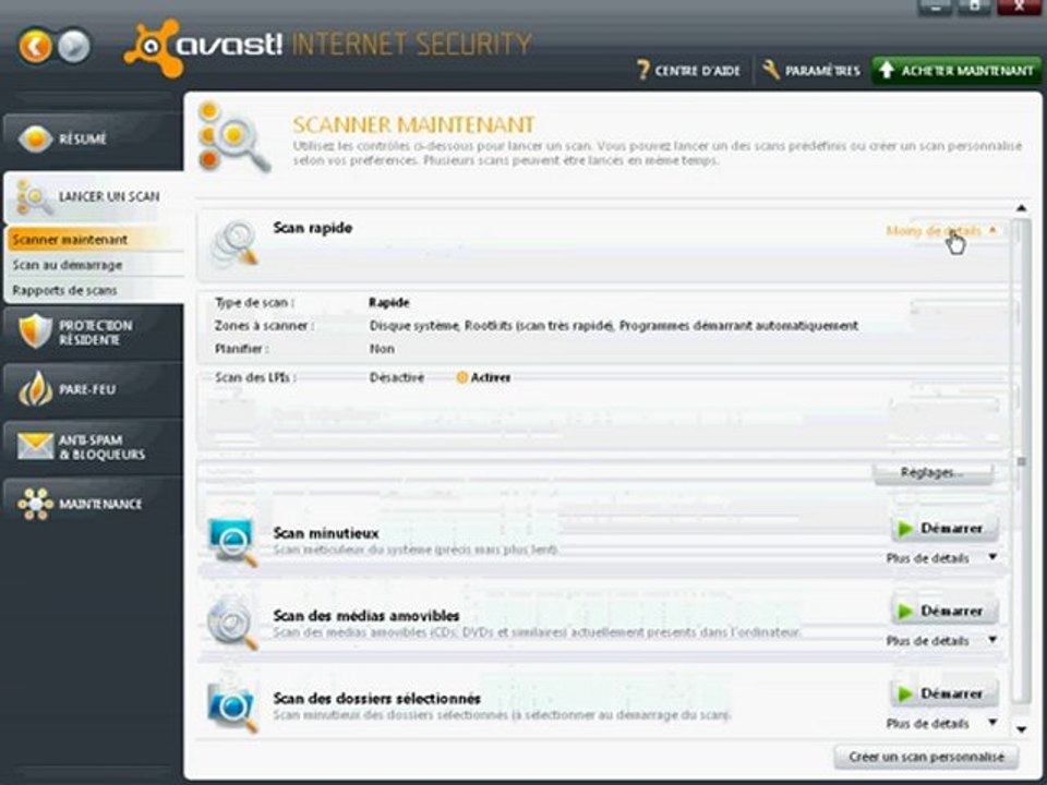Faire un scan avec Avast! Pro antivirus 2011