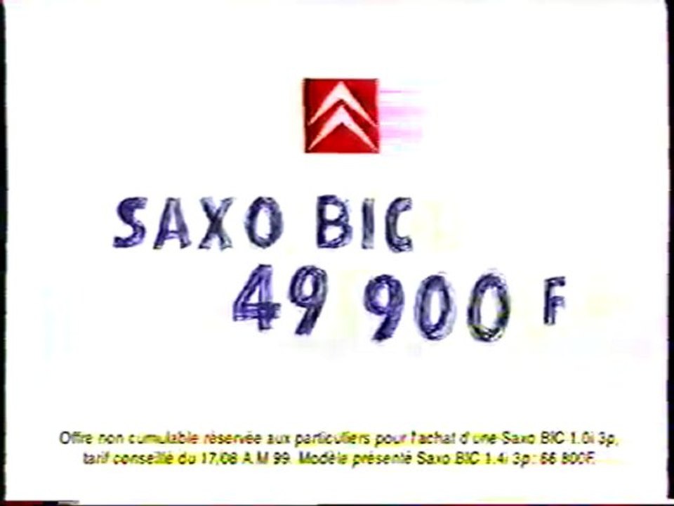 Publicité Saxo BIC Citroën 1999