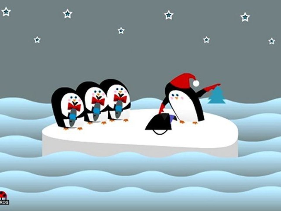 Merry Christmas Penguin Santa E-cards LadybugEcards.com