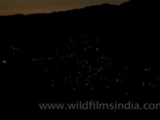 Night View of Uttarkashi town along the Ganga