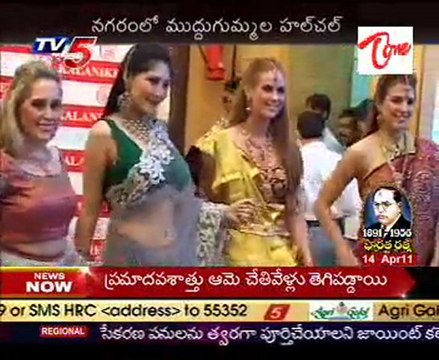 Dazzling Foreign Models Hulchal with Sarees @ Kalaniketan Somajiguda