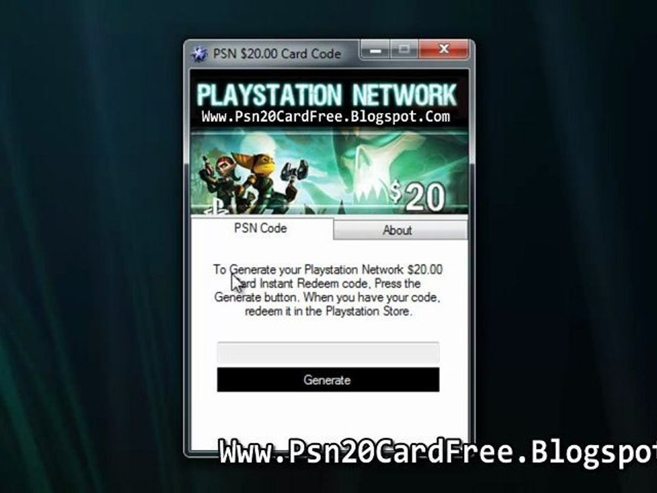 Playstation Network PS3 PSN Card Generator 20$! Download For Free!