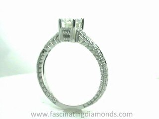 FDENR659EM   Emerald Cut Diamond Engagement Ring Vintage Style Pave Set