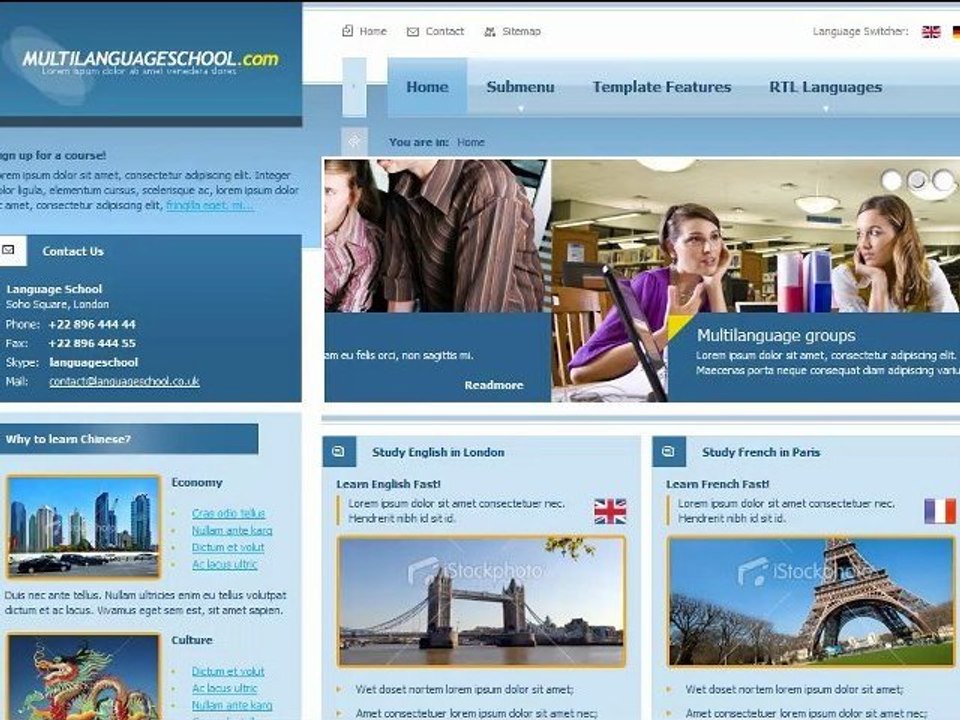 Joomla 1.6 template: JM-Language-School