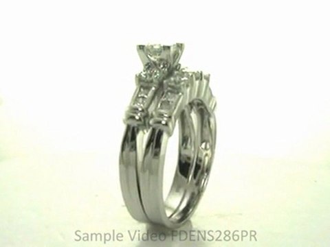 FDENS286PR Princess Cut Diamond Three Stone Wedding Rings Set With Channel Set Side Stones
