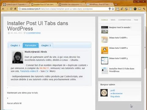 Installer le plugin Post UI Tabs dans wordPress