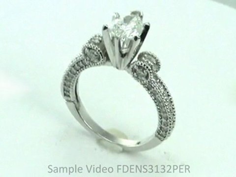FDENS3132PER Pear Shape Diamond Engagement Ring With Milgrains On The Edges