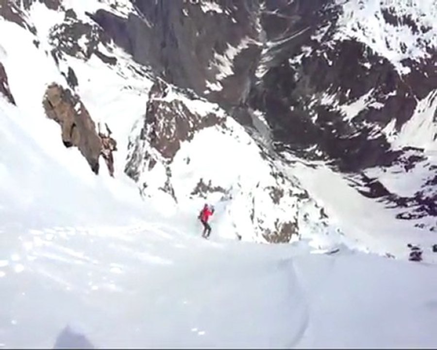 Face nord du Sirac à ski (4ème dent, voie Monnier)