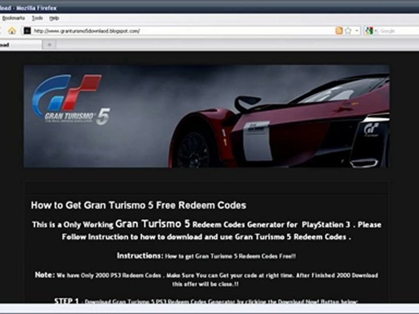 How to get a Gran Turismo 5 PS3 Redeem Codes Free - video Dailymotion