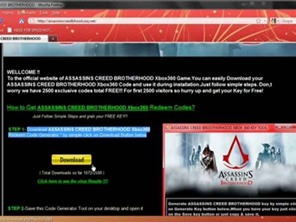BETA KEYS ASSASSINS CREED BROTHERHOOD XBOX360 100% WORKING