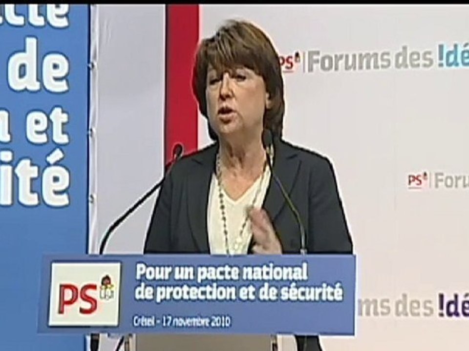 Forum sécurité: le discours de Martine Aubry