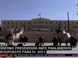 Gobierno de Atenas presenta a Parlamento presupuesto 2011