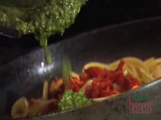 Shrimp and Scallop Fettucini with Tomato Pesto