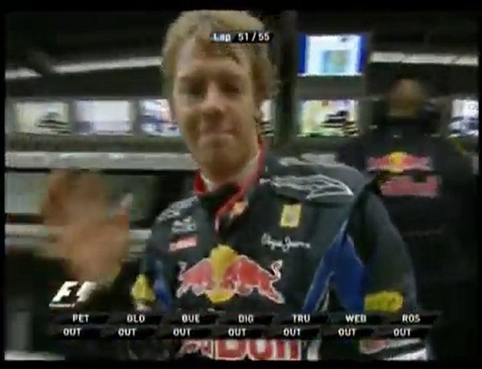 Sebastian talks to his team after retiring from Korean GP