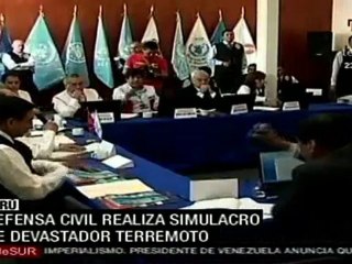 Defensa civil de Perú realiza simulacro de devastador terremoto