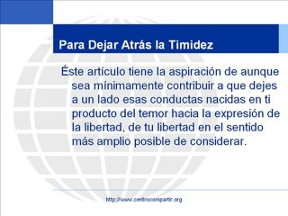Para Dejar Atras a la Timidez