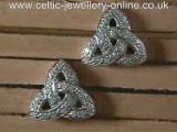 Diamond Set Celtic Trinity Knot 14ct White Gold Earrings