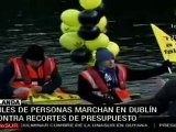 Protestas en Dublín contra recortes de presupuesto