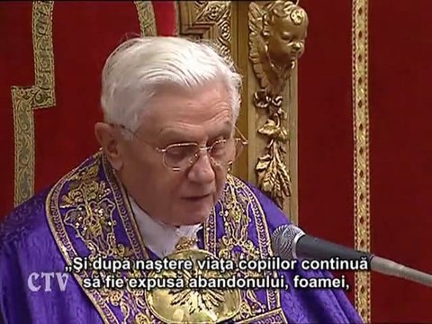 Papa: Viaţa care se naşte este ameninţată de egoismul adulţi