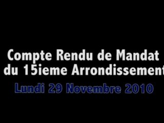 Compte Rendu de Mandat Municipal  du 29/11/10