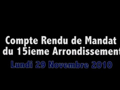 Compte Rendu de Mandat Municipal du 29/11/10