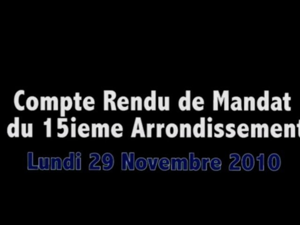 Compte Rendu de Mandat Municipal  du 29/11/10