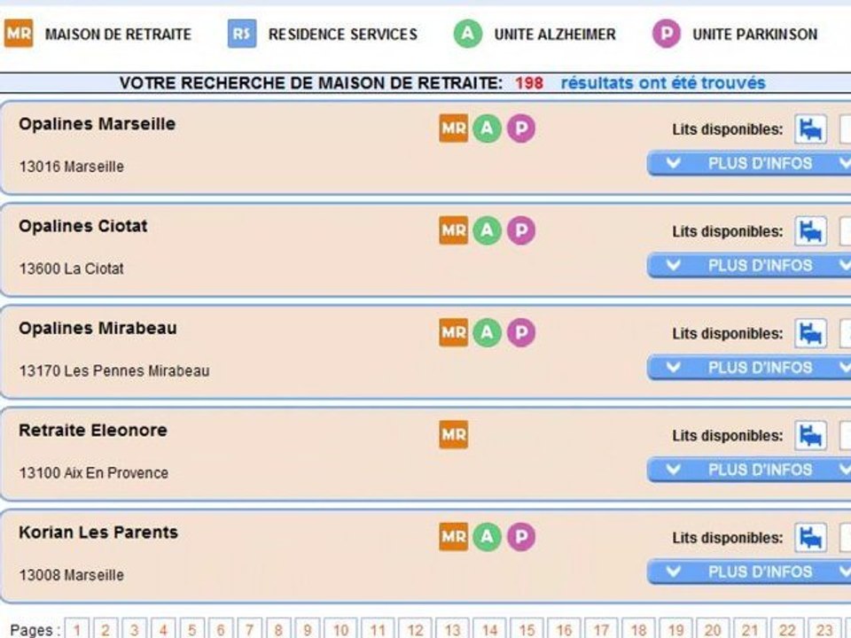 Moteur de recherche de maisons de retraite