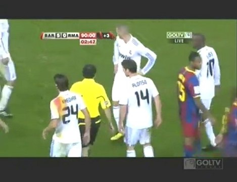 Sergio Ramos takes out Messi, and pushes around some others
