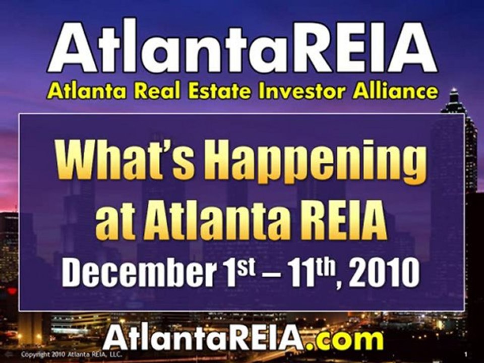 Atlanta GA Real Estate Investing Events for Dec 1-11, 2010