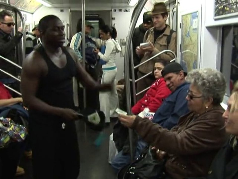 Subway acrobats flip underground