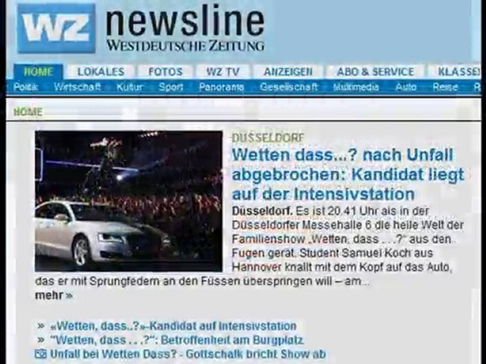 Unfall bei 'Wetten, dass...?'