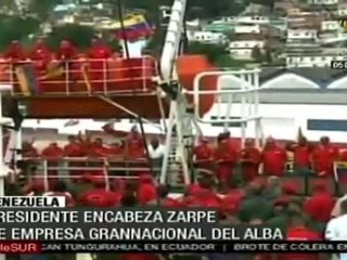 Presidente Chávez encabeza zarpe de barcos pesqueros que beneficiarán al ALBA