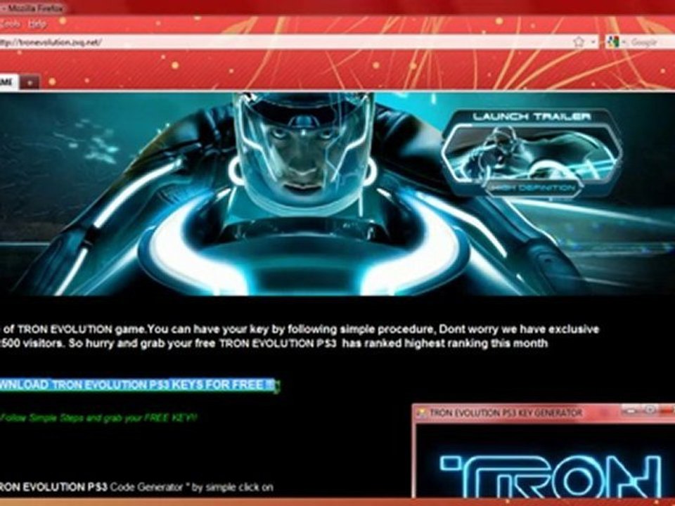 PS3 SERIAL KEYS  TRON EVOLUTION [OFFICIAL]