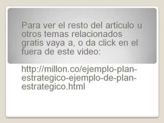 Ejemplo Plan Estrategico  Ejemplo de Plan Estrategico