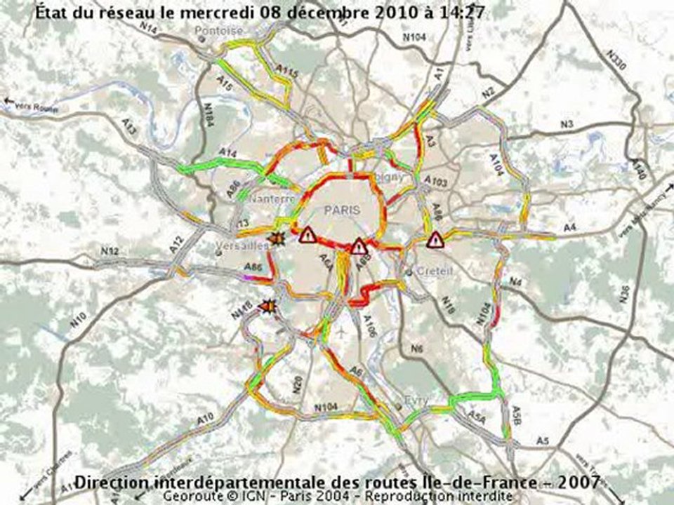TRAFFIC A PARIS LE 08/12/2010