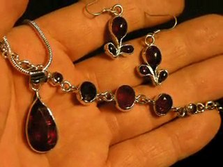 ruby set on sterling silver