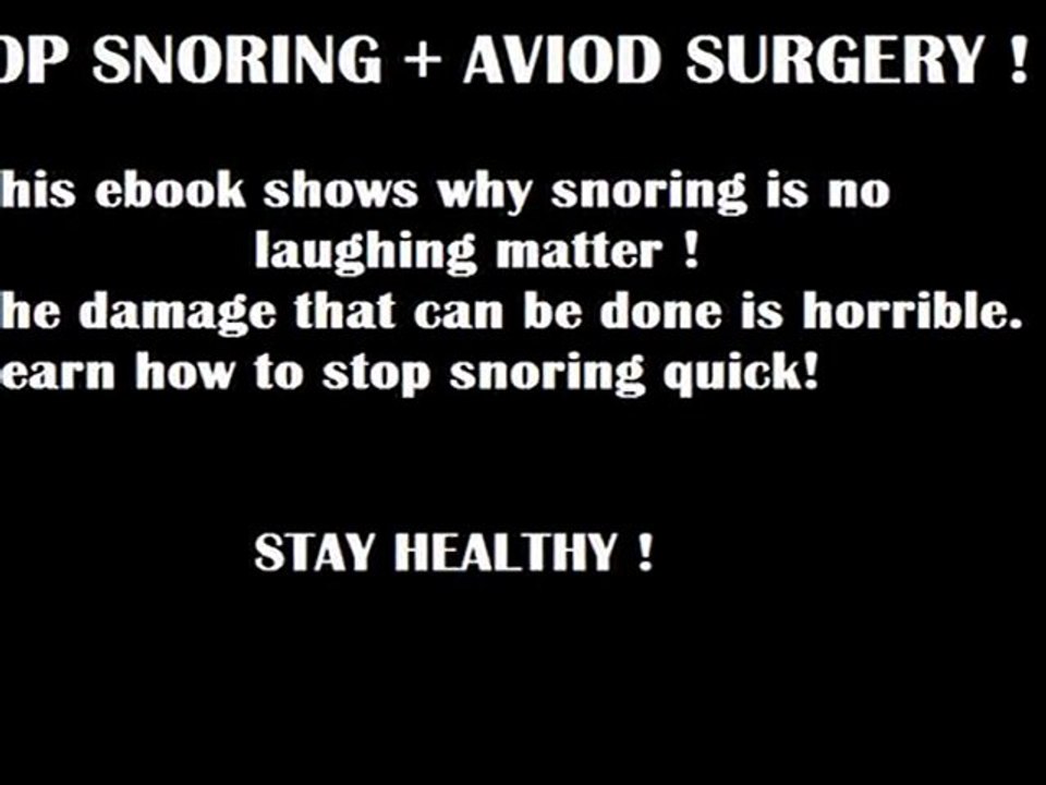 EBOOK : STOP SNORING + AVIOD SURGERY