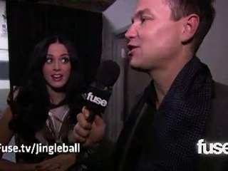 Katy Perry talks with Mark Hoppus before Jingle Ball 2010