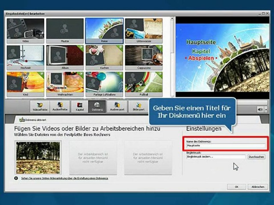 Erstellen Sie schnell und einfach DVD-Menüs!