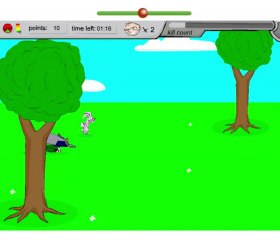 Jeu de parcours avec des lapins et un marteau piqueur