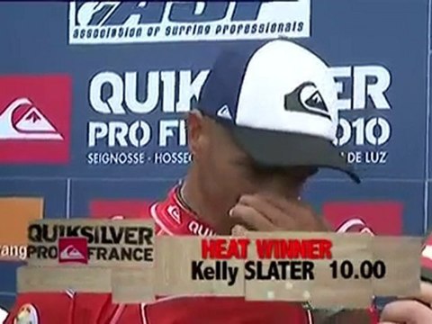 Kelly Slater vs. Maxime Huscenot in Round 2 of Quiksilver Pro France