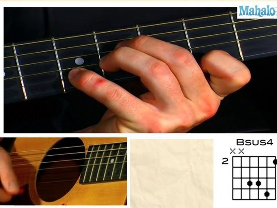How To Play A B Suspended Four Bsus4 Chord On Guitar Video Dailymotion