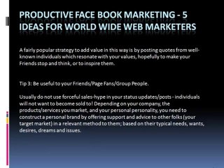 Productive Facebook Marketing - 5 Ideas For World wide web