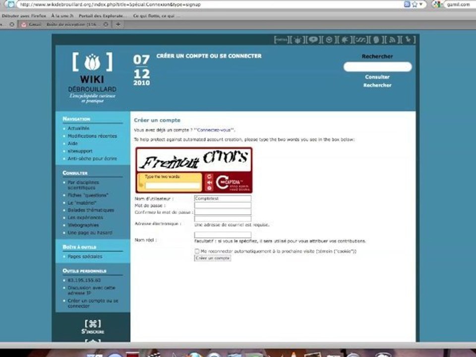 Tutoriel Wikidébrouillard : se créer un compte